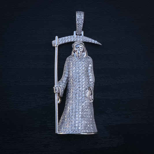 Iced Out Santa Muerte/Grim Reaper Pendant - 925 Silver
