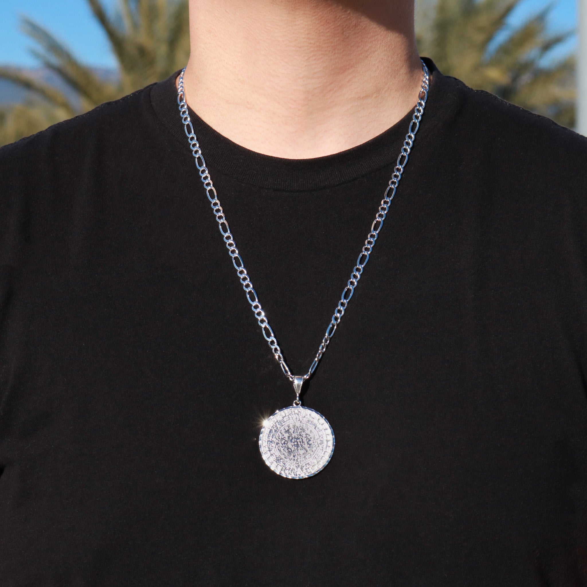 Men's aztec CALENDAR Medallion Necklace Men's Silver Stainless Steel Aztec  Calendar Coin Pendant Necklace Men's Box Chain Necklace - Etsy | Medallion  necklace, Coin pendant necklace, Necklace