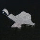 Iced Out Texas Map Pendant - Real 925 Silver