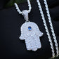 Iced Out Hamsah Pendant - Real 925 Silver
