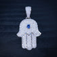 Iced Out Hamsah Pendant - Real 925 Silver