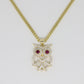 Owl with stones Necklace - Gold
