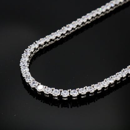 4mm Tennis Necklace - White Gold