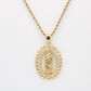 Virgin Mary with stones Pendant - Gold