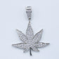 Iced out Weed Leaf pendant - White Gold
