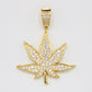 Iced Out Weed Leaf Pendant - Gold