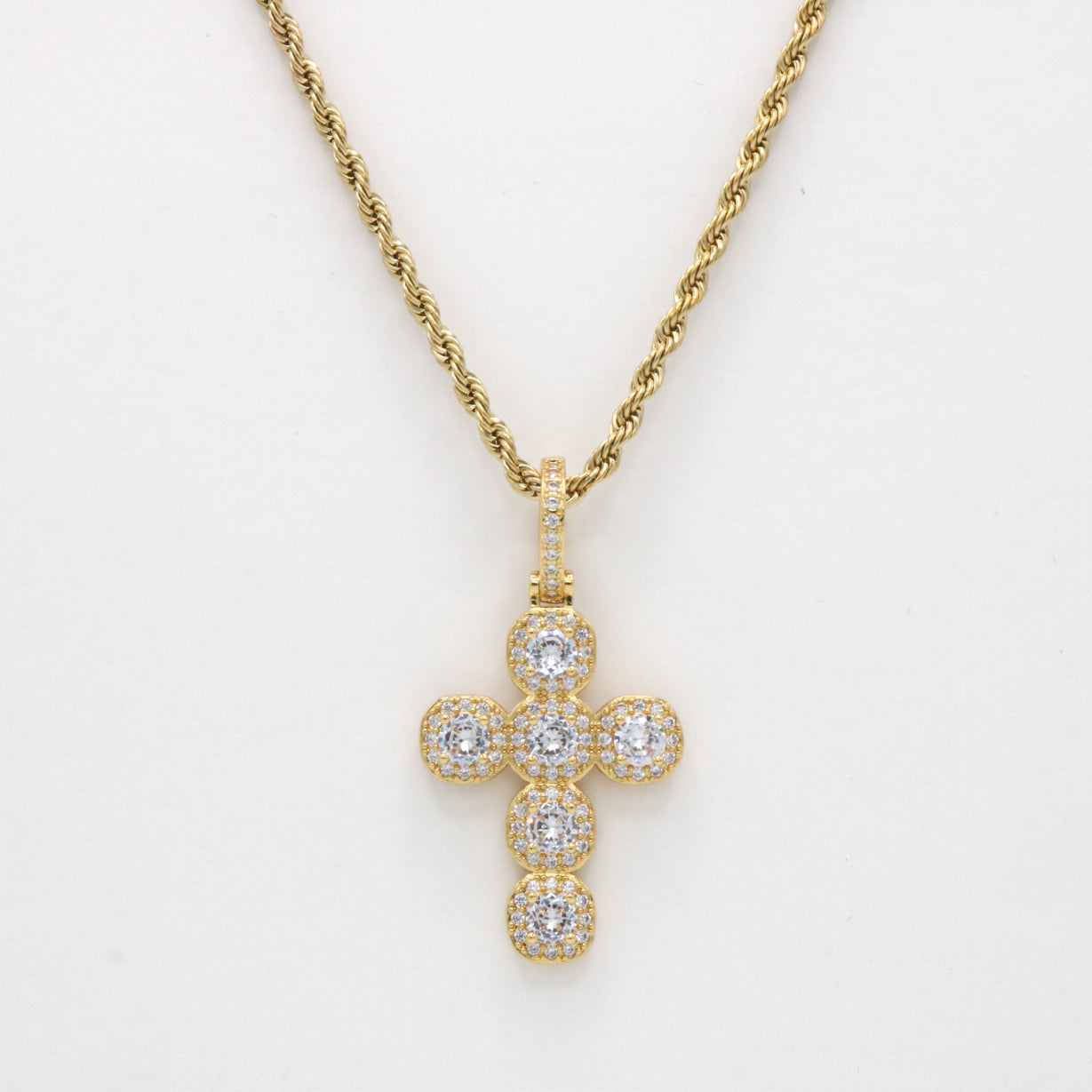 Stone Cross Pendant - Gold