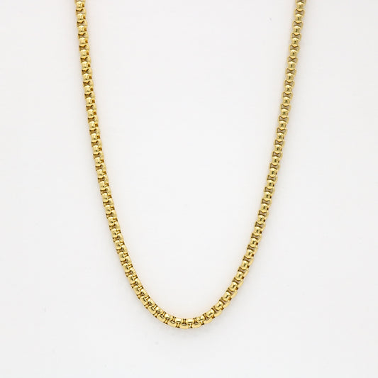 4mm Round Box Chain - Gold