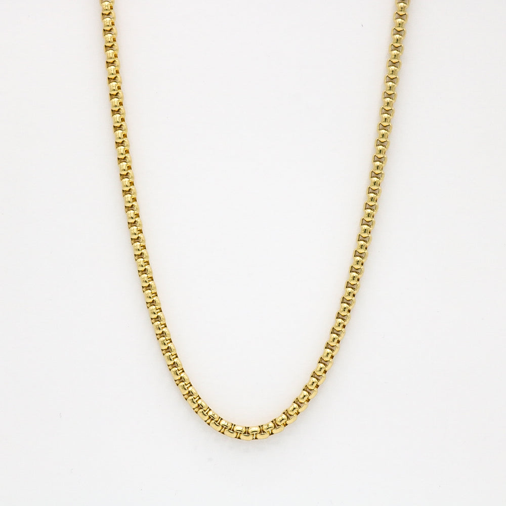 4mm Round Box Chain - Gold