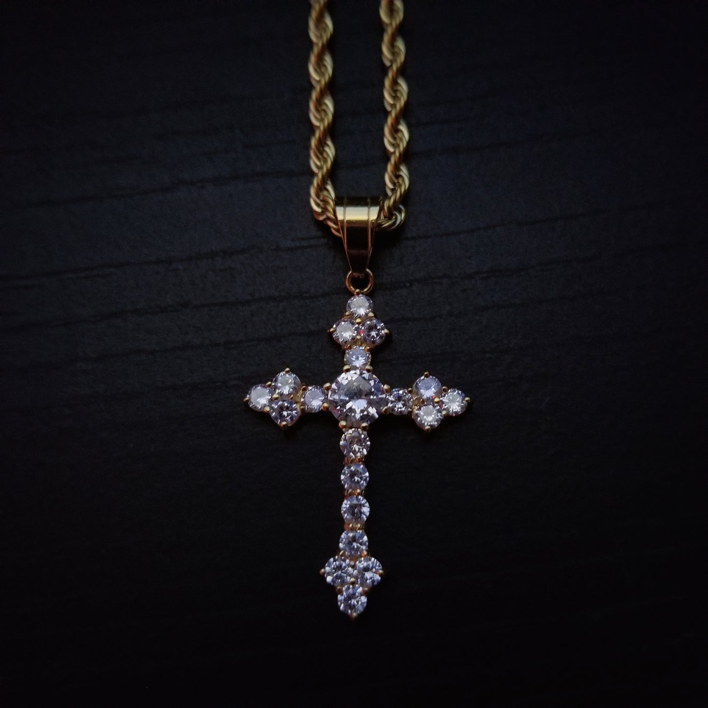 Iced Celtic Cross Pendant - Gold