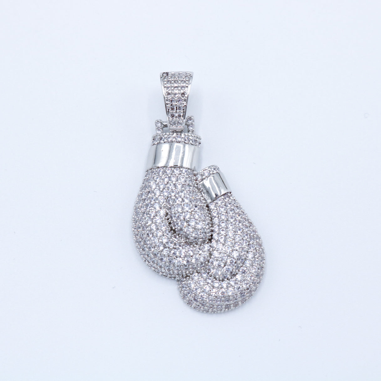 Iced Out Boxing Gloves Pendant - White Gold