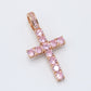 Pink Diamond Cross Necklace - Rose Gold