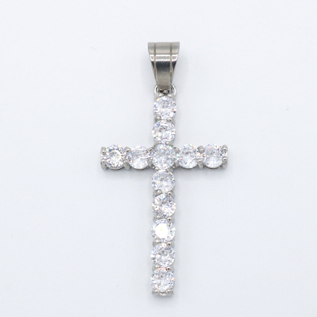 Diamond Cross Pendant - Premium 316L Stainless – Huerta Jewelry