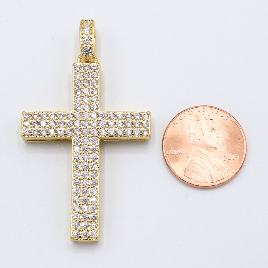 Pave Set Diamond Cross - Gold