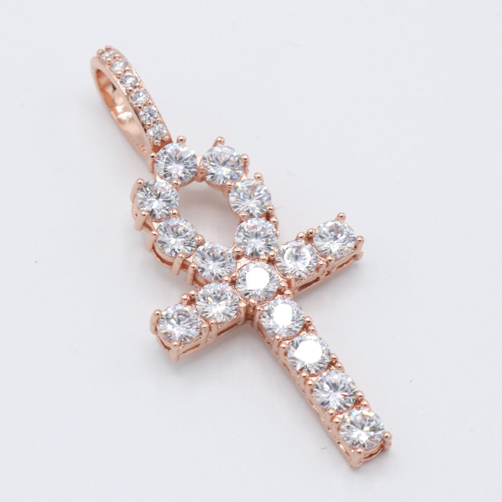 Diamond Ankh Cross Pendant - Rose Gold