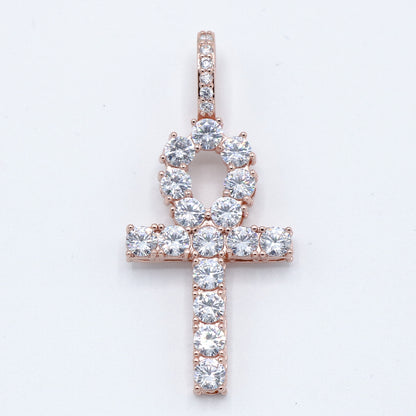 Diamond Ankh Cross Pendant - Rose Gold