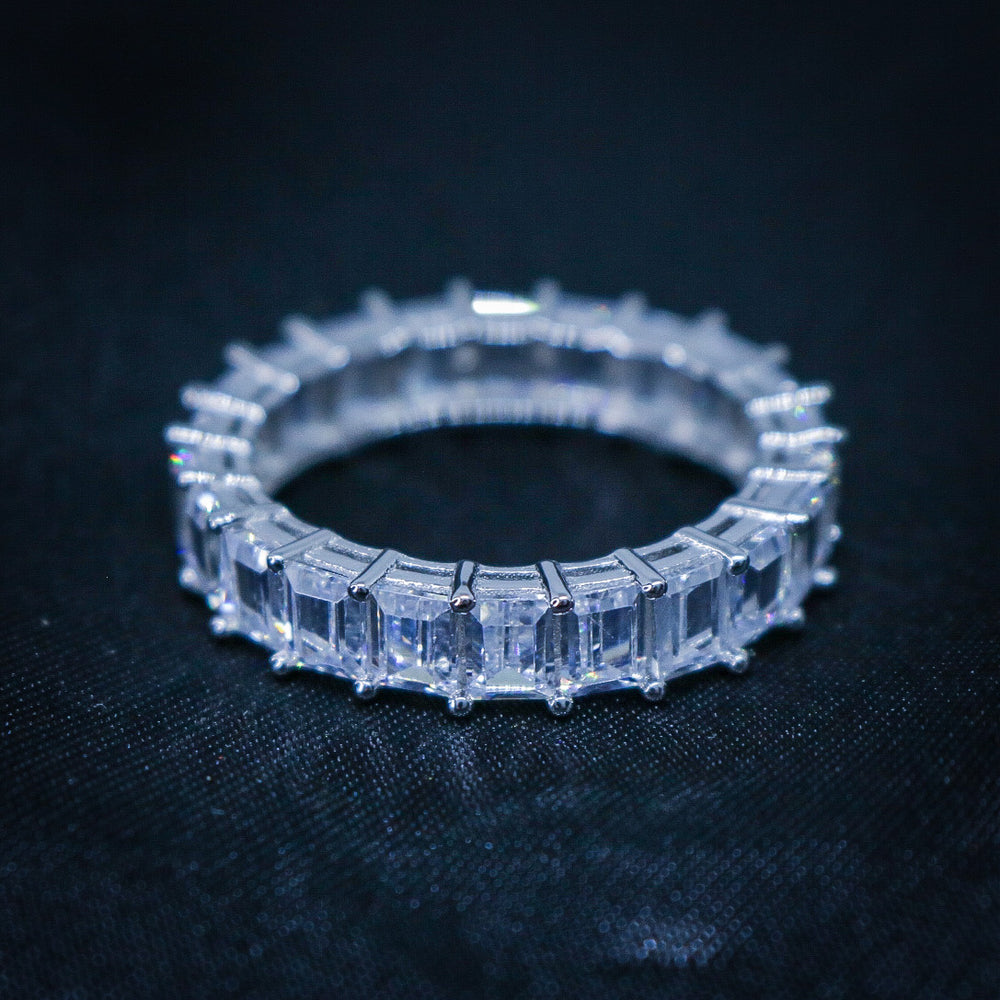 Emerald Cut Eternity CZ Diamond Ring - 925 Silver