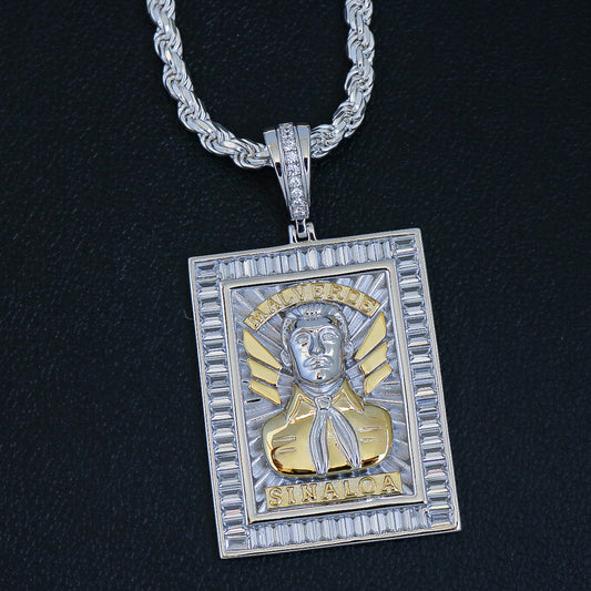 Big Jesus Malverde Pendant - 925 Silver