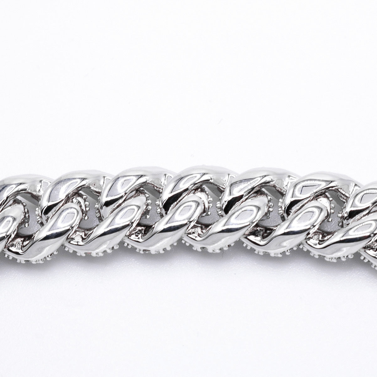 10mm Iced out Cuban Bracelet - White Gold