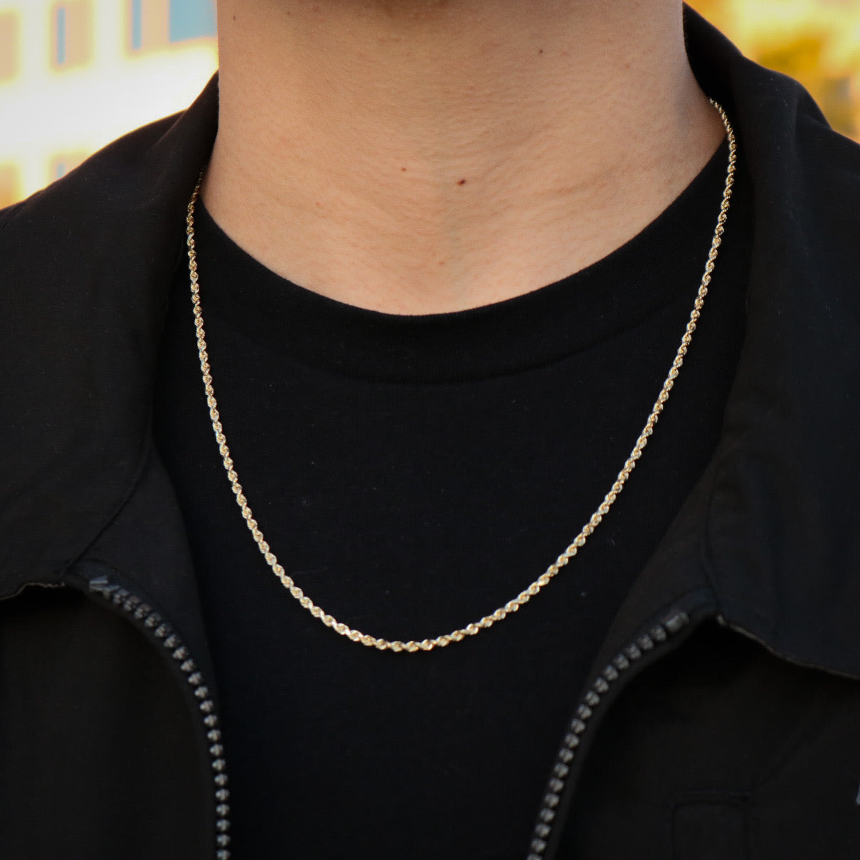 2.5mm Solid Diamond Cut Rope Chain - Real 14k Gold