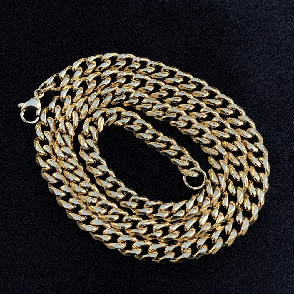 7mm Cuban Curb Chain - Gold