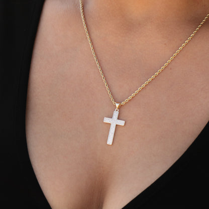 Small CZ Cross Necklace - Gold