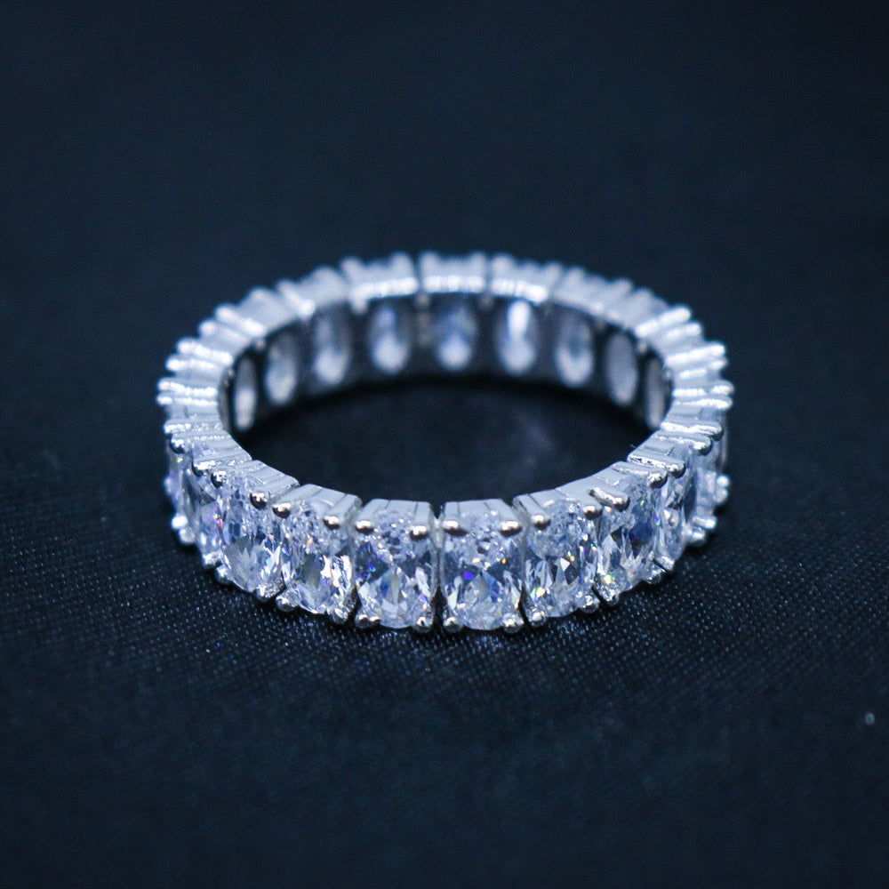 Oval Cut Eternity CZ Diamond Ring - 925 Silver