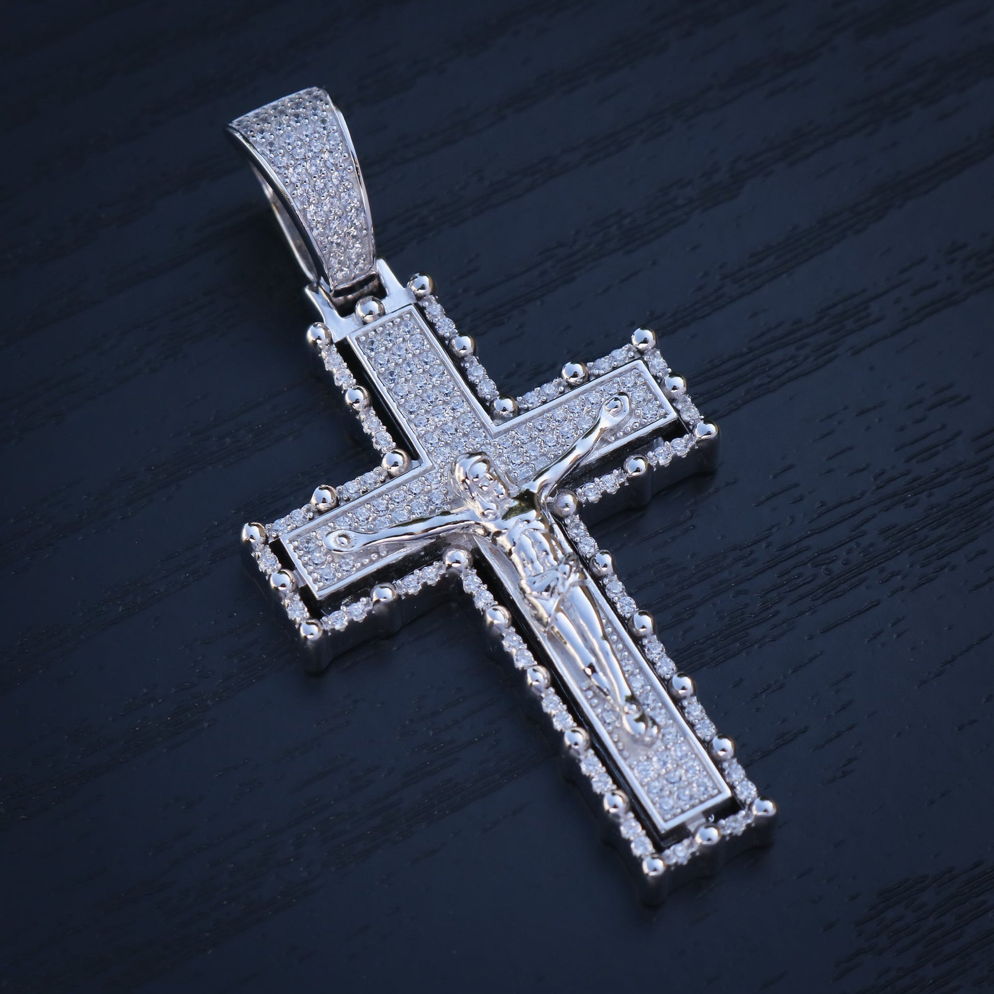 925 Silver Crucifix Necklace for Man Figaro Chain Mexican 