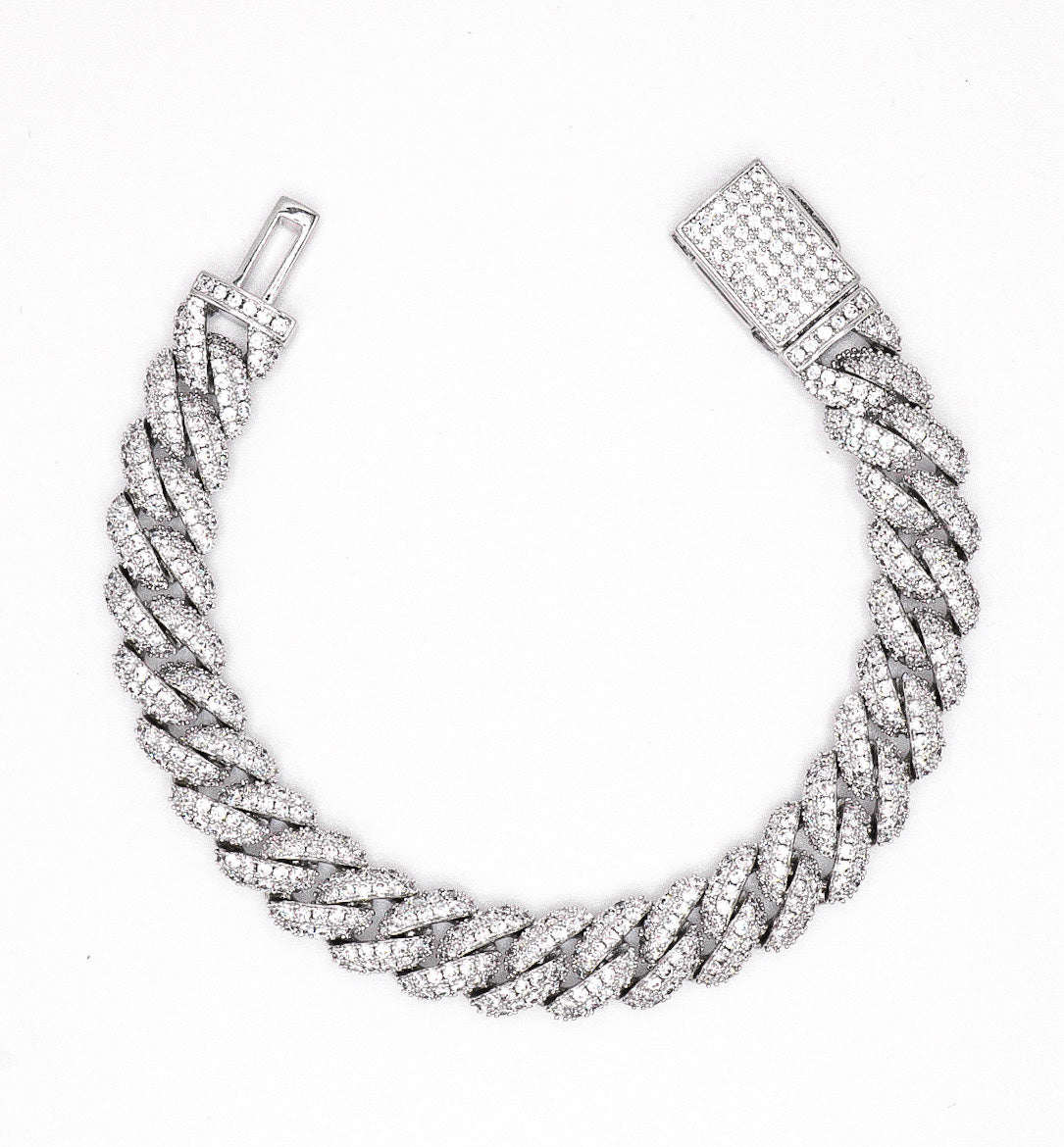 10mm Iced Out Cuban Bracelet - White Gold – Huerta Jewelry