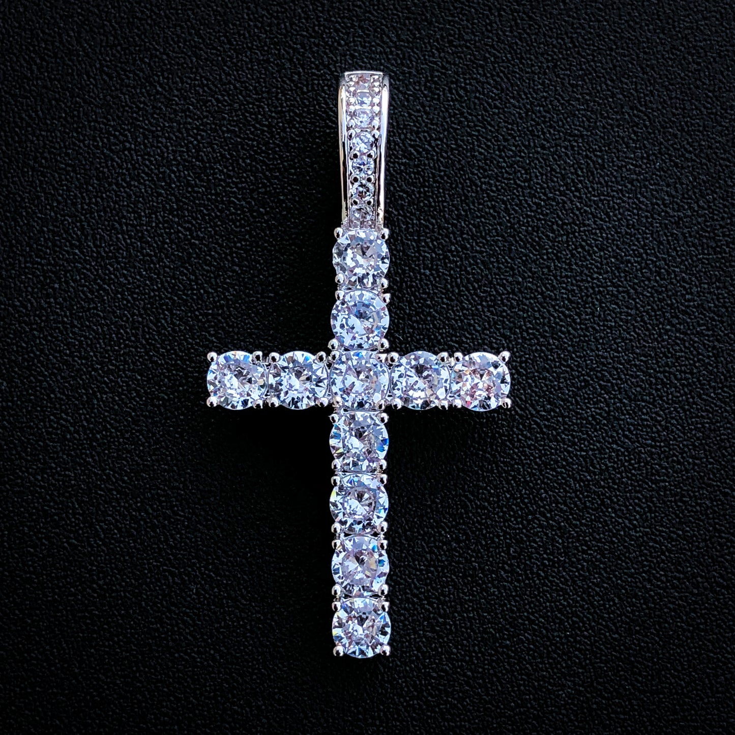 Small Diamond Cross Pendant - White Gold