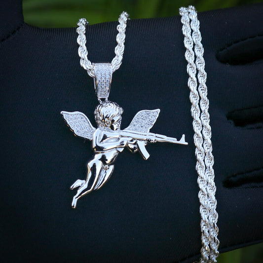 Archangel Of Reprisal Pendant  - Real 925 Silver