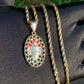 Virgin Mary Heart Bezel Necklace with stones