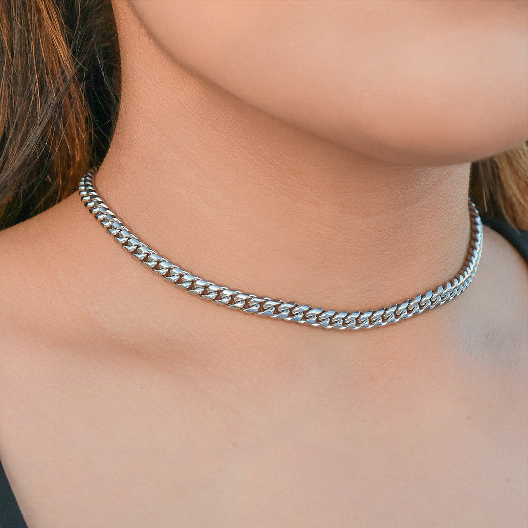 PremiumChic Miami Cuban Choker Necklace – Cross Pendant, CZ Stones, Gold Plated, Hip Hop Style