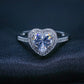 Women's Real 925 Silver - Halo Heart Cut CZ Diamond Ring