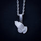 Small Iced Out Praying Hands Pendant - White Gold