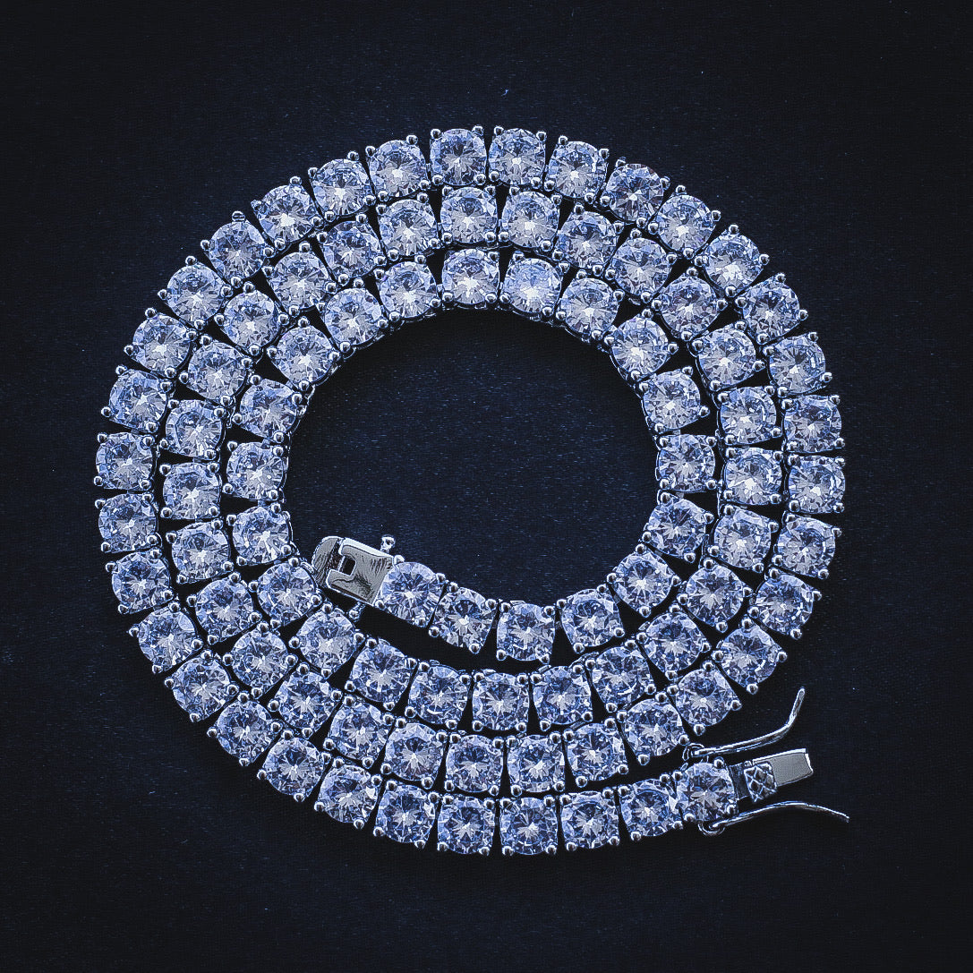 Men’s 5mm Tennis Necklace - White Gold
