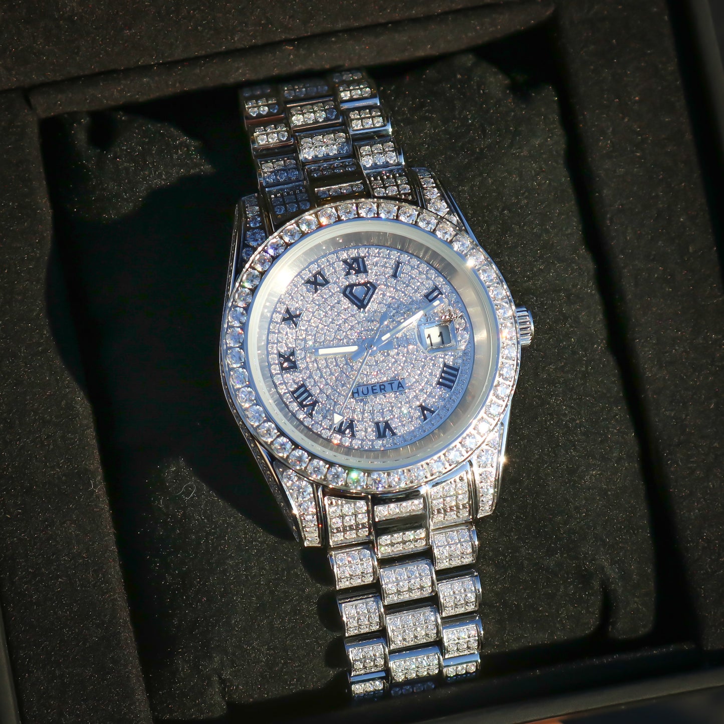 Fully Iced Huerta Moissanite Watch - Premium 316L Stainless