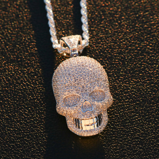 Iced Out Skull Pendant - 925 Silver