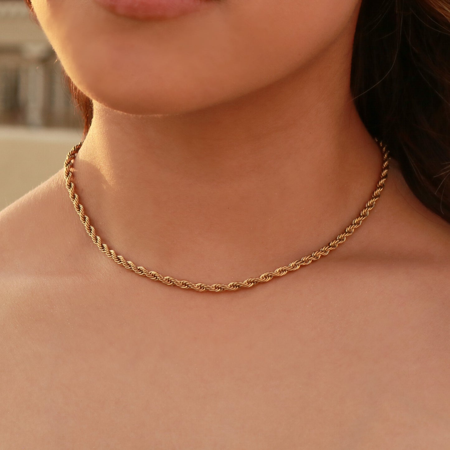 3mm Rope Chain Necklace - Gold