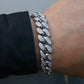 12mm Iced Out Miami Cuban Bracelet - White Gold