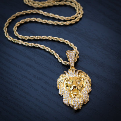 Iced out Lion Pendant - Gold