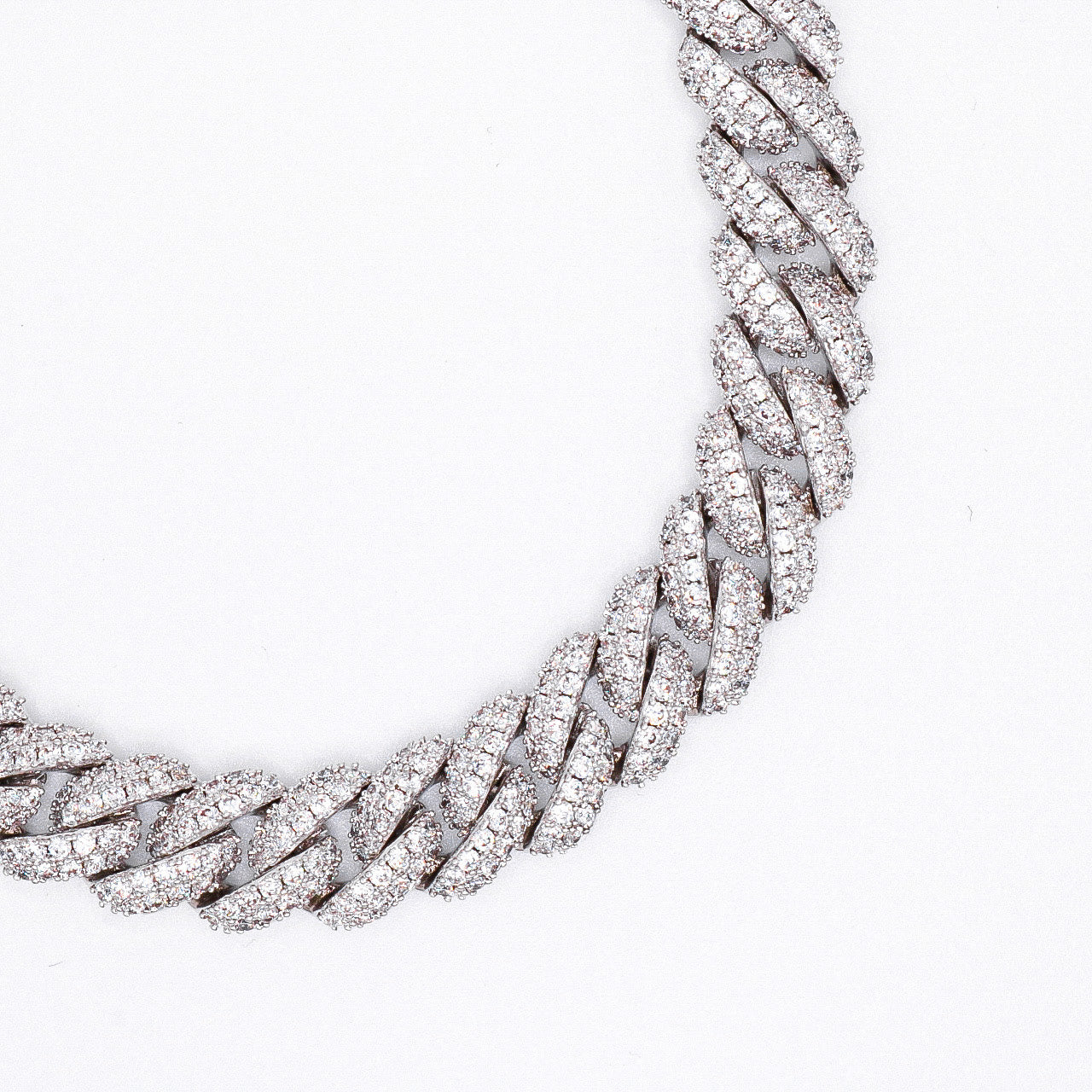 10mm Iced Out Cuban Bracelet - White Gold – Huerta Jewelry