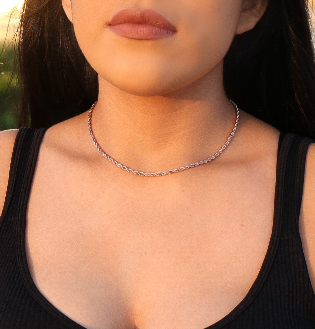 3mm Rope Chain Necklace - Rose Gold