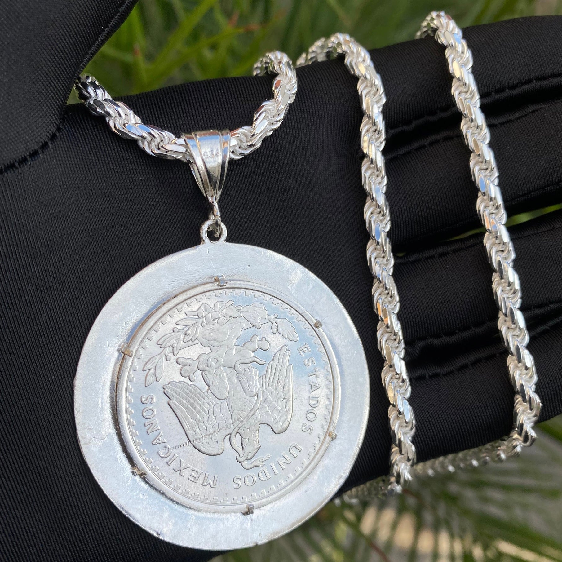 Aztec Bezel Centenario Pendant - Real 925 Solid Silver – Huerta
