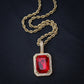 Iced Blood Stone Pendant - Gold
