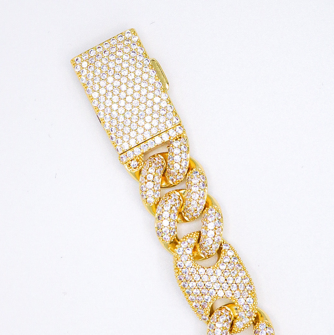 16mm Designer Cuban Link Bracelet - Gold