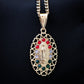 Virgin Mary Heart Bezel w/ Stones Necklace - Gold