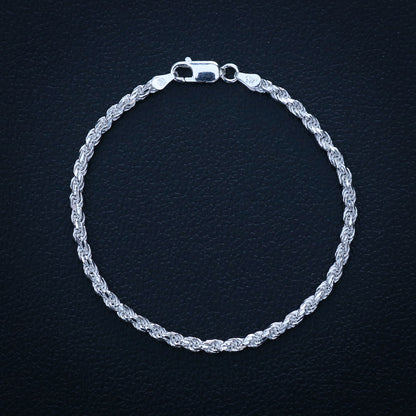 3mm Rope Bracelet - Real 925 Silver