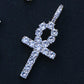 Diamond Ankh Cross Pendant - White Gold