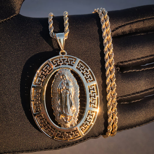 Oval Bezel Virgin Mary pendant